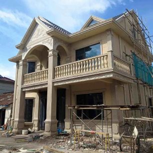 盘锦 黄金麻花岗岩石材私人别墅雕花门楼柱阳台栏杆