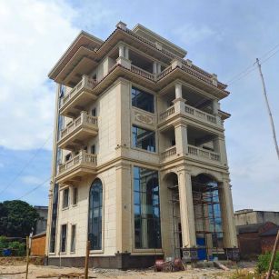 盘锦 黄金麻花岗岩石材别墅外墙干挂搭配（雕花栏杆花瓶柱门楼罗马柱）