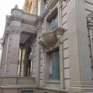 盘锦 黄金麻花岗岩光面别墅外墙干挂施工完成