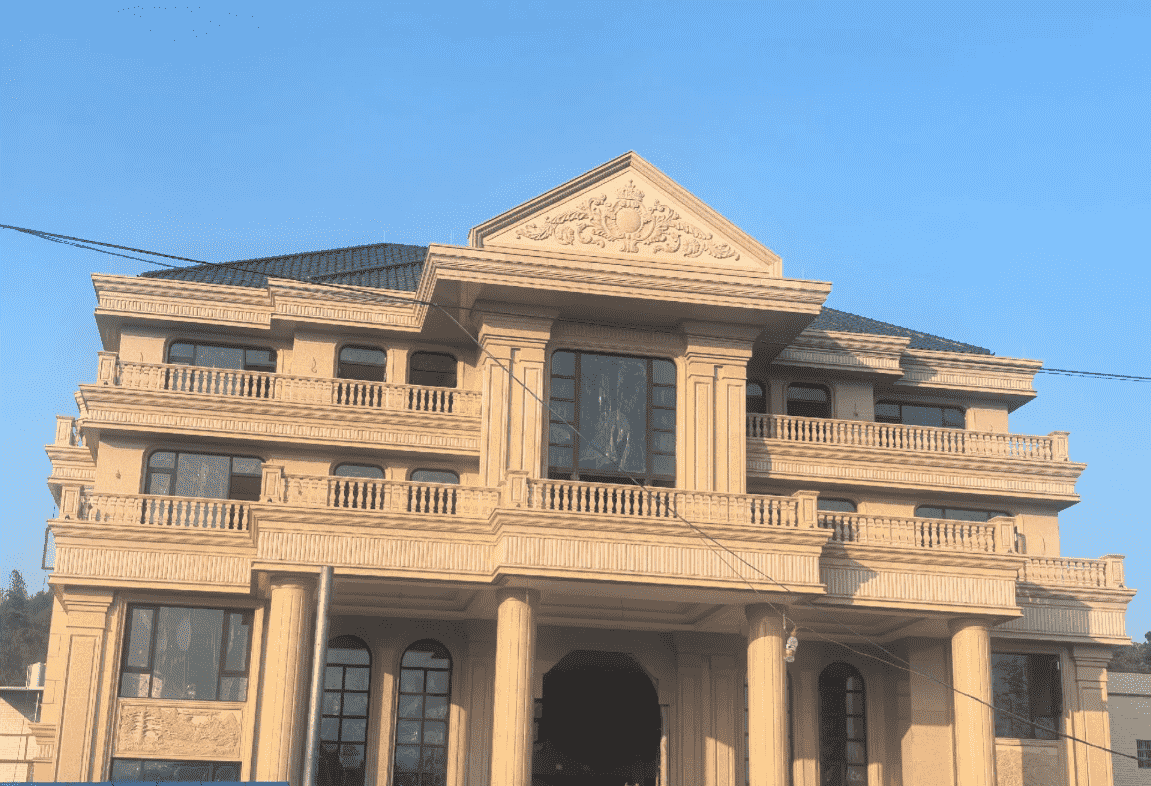 盘锦黄金麻别墅外墙干挂石材效果示例