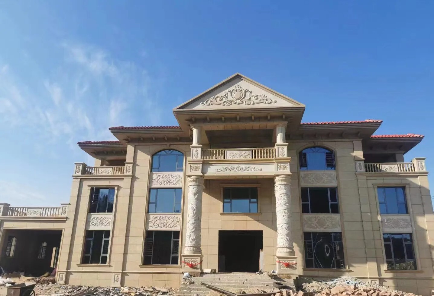 盘锦 黄金麻花岗岩别墅外墙干挂